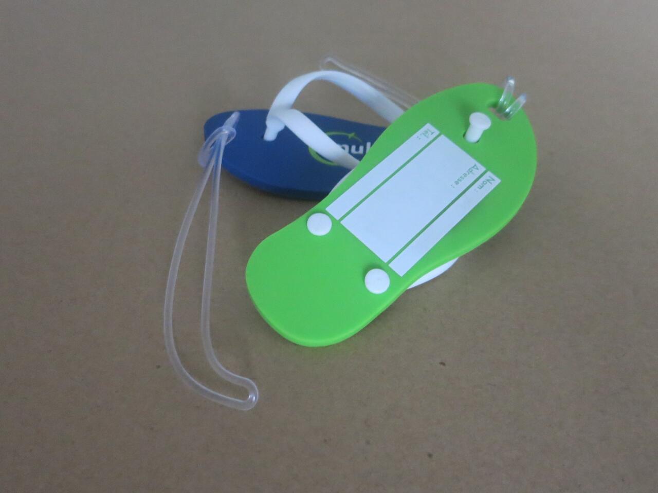 Slipper vormige bagagelabel van zacht PVC 112 x 48mm met uw logo image
