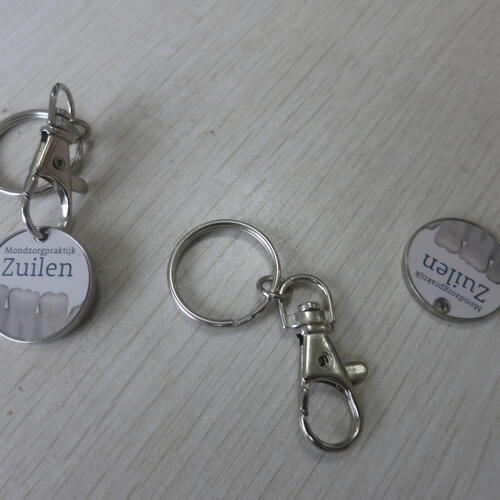 Metal trolley coin keychain Ø25mm with bespoke print image