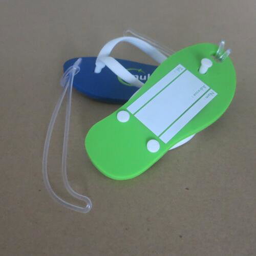 Slipper vormige bagagelabel van zacht PVC 112 x 48mm met uw logo image