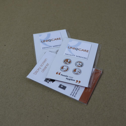Sticky screen cleaner medium custom printed Medium-sized sticky screen cleaners with custom made print image